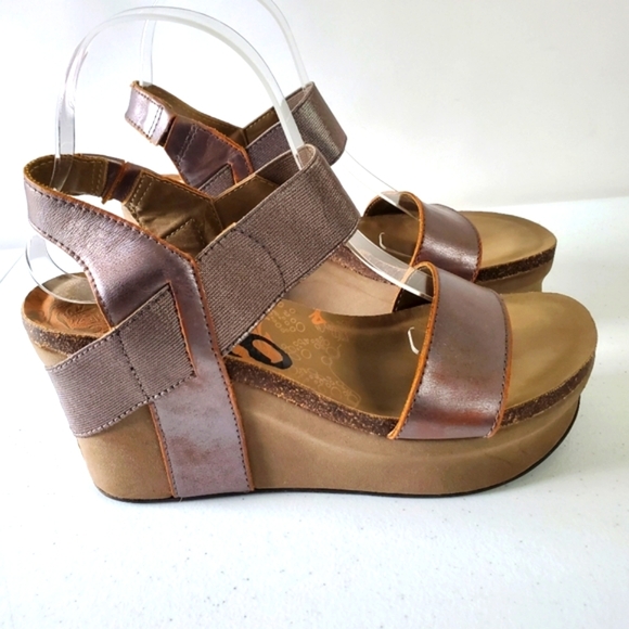 OTBT Bushnell Platform Sandal Size 9 Leather Distressed Metallic Chunky Shoe Y2K - Picture 3 of 15